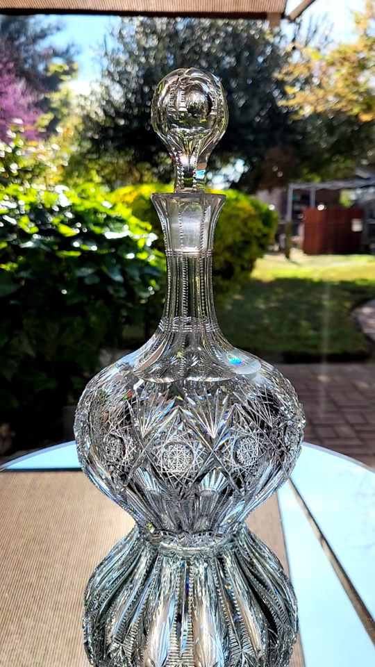American Brilliant Cut Glass Decanter Hawkes Brunswick Pattern 10