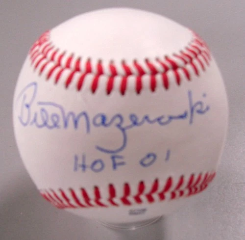 Bill Mazeroski Signed Official League Baseball HOF 01 Inscription Autograph COA