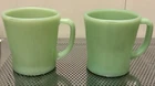 FIRE KING JADEITE Oven Ware RESTAURANT D HANDLE MUGS 2ct Set Lot
