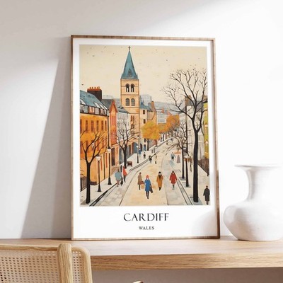 2_Cardiff Poster, Wales Poster, UK Poster, Welsh Decor, European Poster, Castle