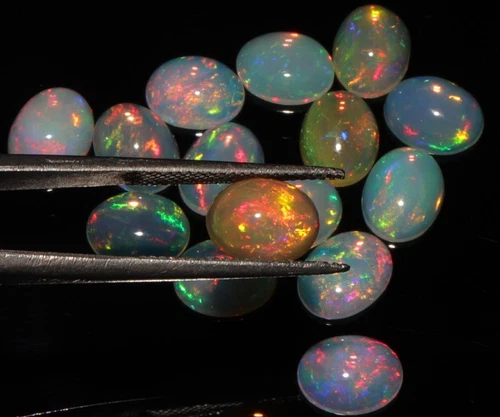 Natural Ethiopian fire opal cabochon oval shape opal white opal loose opals