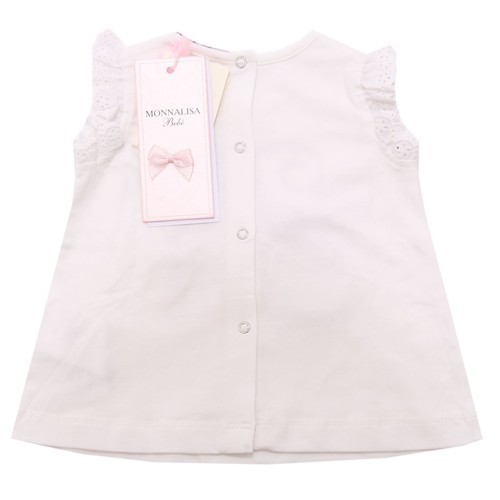 6554AC completo bimba girl MONNALISA white/pink cotton set kid - Picture 2 of 4