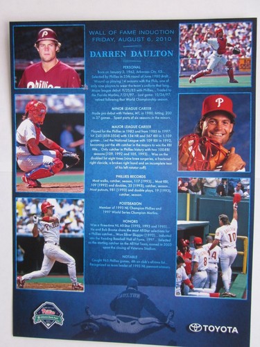 Darren Daulton Philadelphia Phillies Wall of Fame Poster 9" x 12" Mint - Picture 5 of 5