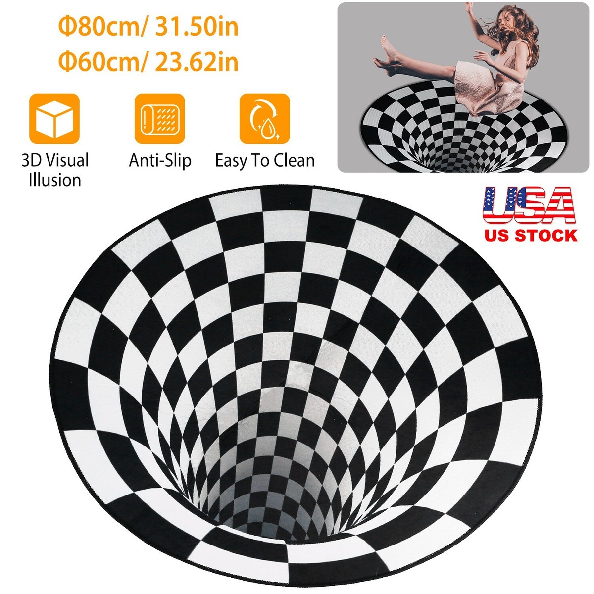 Hyperbolic Rug Nike Rug 3D Vortex Carpet Bottomless Hole Optical Illusion Area Rug For ...