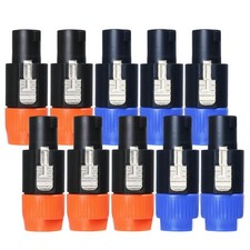 10 Pcs Speakon Connectors 5pcs Blue 5pcs Orange Plugs Pack Of 10 Speakon 4 P