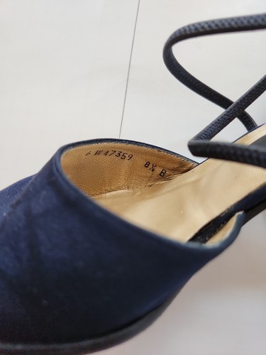 STUART WEITZMAN Women's Size 8.5 B Blue Leather Strappy Square Toe Heels - Picture 7 of 8