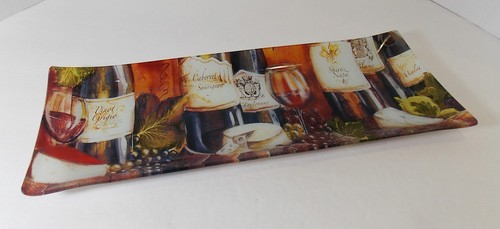 Appetizer Glass Tray Wine Theme Condiments Cracker Plate - Picture 4 of 6
