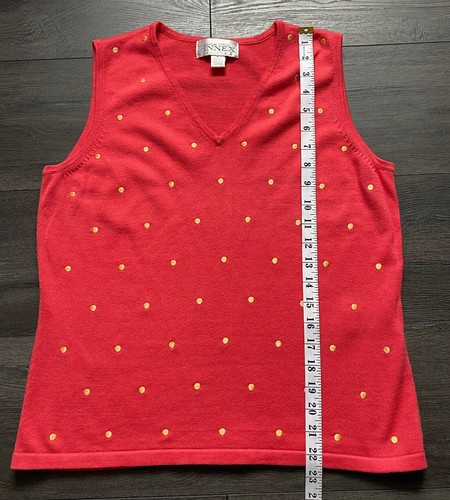 Casual Corner Annex Womens Pink Polka Dot V-Neck Sweater Vest Sleeveless Size L - Picture 6 of 7