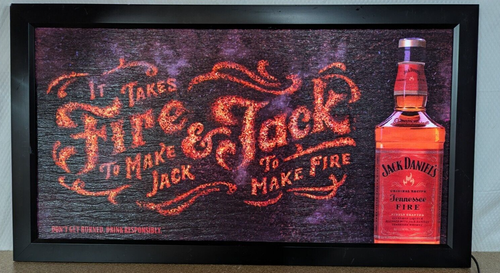 Jack Daniels Tennessee Fire Whiskey Framed Lighted LED Sign 30x17" - Picture 3 of 3