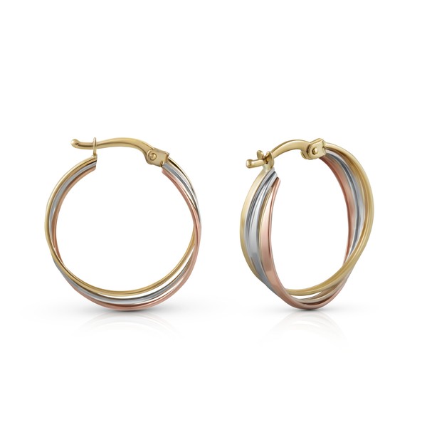 Fascination Ohrschmuck Creolen 585 Gold Dreifarbig Tricolor 20Mm Durchmesser Neu-image