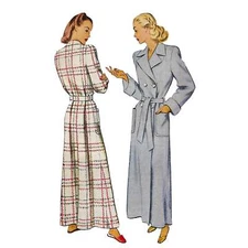 40s Pattern – Housecoat, Dressing Gown , Double Breasted - Bust=38” (96.5cm)