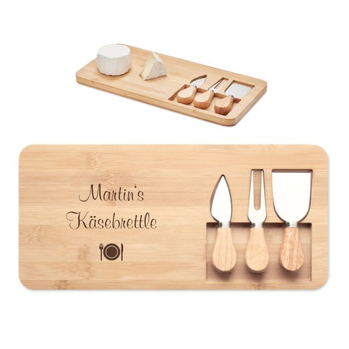 Käse-set Bambú con Un Bandeja 4-teilig Con Personal Grabado - Imagen 7 de 7