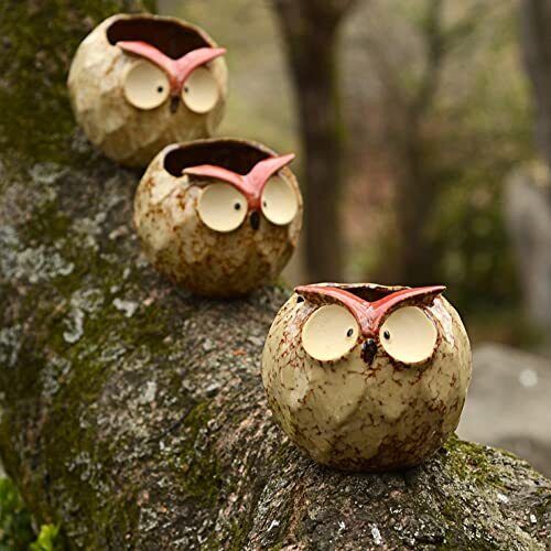 Owl Planter Ceramic Succulent Plant Pot Fun Animal Flower Container - Picture 4 of 8