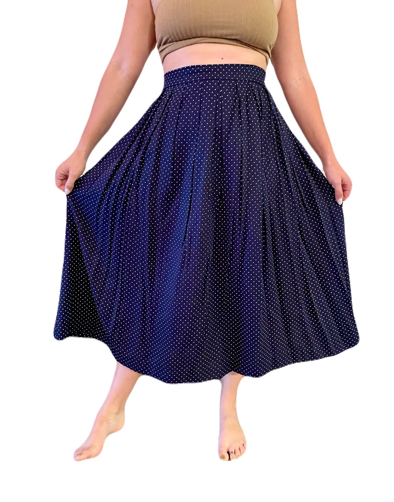 REAL Vintage Polka Dot Pleated Midi Skirt - VTG s… - image 3