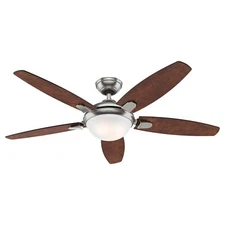 Hunter Fan 54 inch Contemporary Brushed Nickel Ceiling Fan with Light and Remote