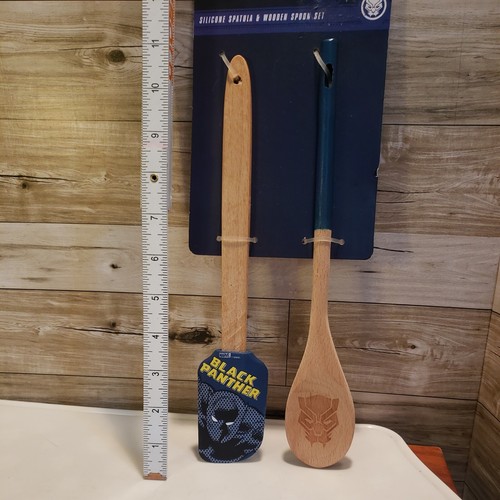 Marvel Black Panther Wooden Silicone Spatula Spoon Set Wakanda Forever - Picture 4 of 5