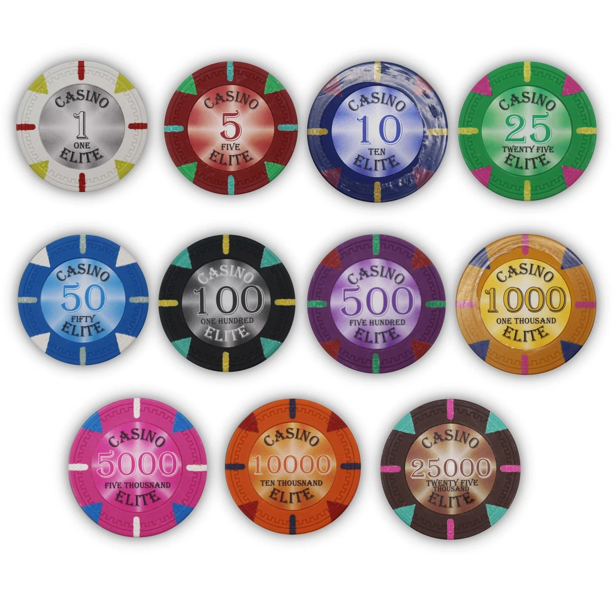 Bulk 1000 Casino Elite Clay Poker Chips 14 Gram Pick Your