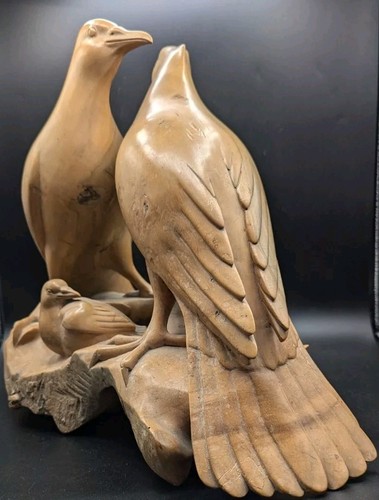 Skulptur Holzschnitzerei Vögel Nest Küken 13" 6 Pfund Futu Ketut Puja Mas Ubud Bali - Bild 5 von 13