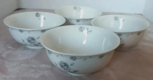 Ya Tai Ceramic Purity Porcelain Bowls The Rose Floral Pattern Set Of 4 EUC - 第 2/7 張圖片