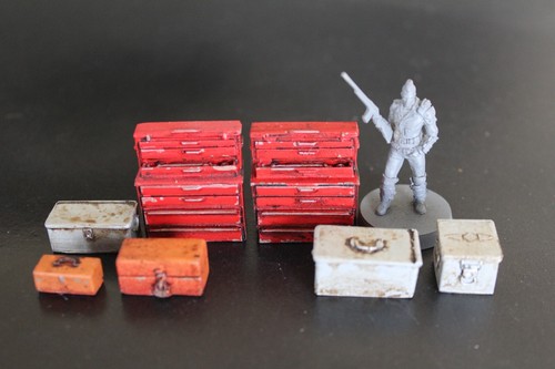 Fallout Wasteland Warfare Painted Tool Boxes Post Apocalyptic Scatter Terrain - Picture 2 of 2