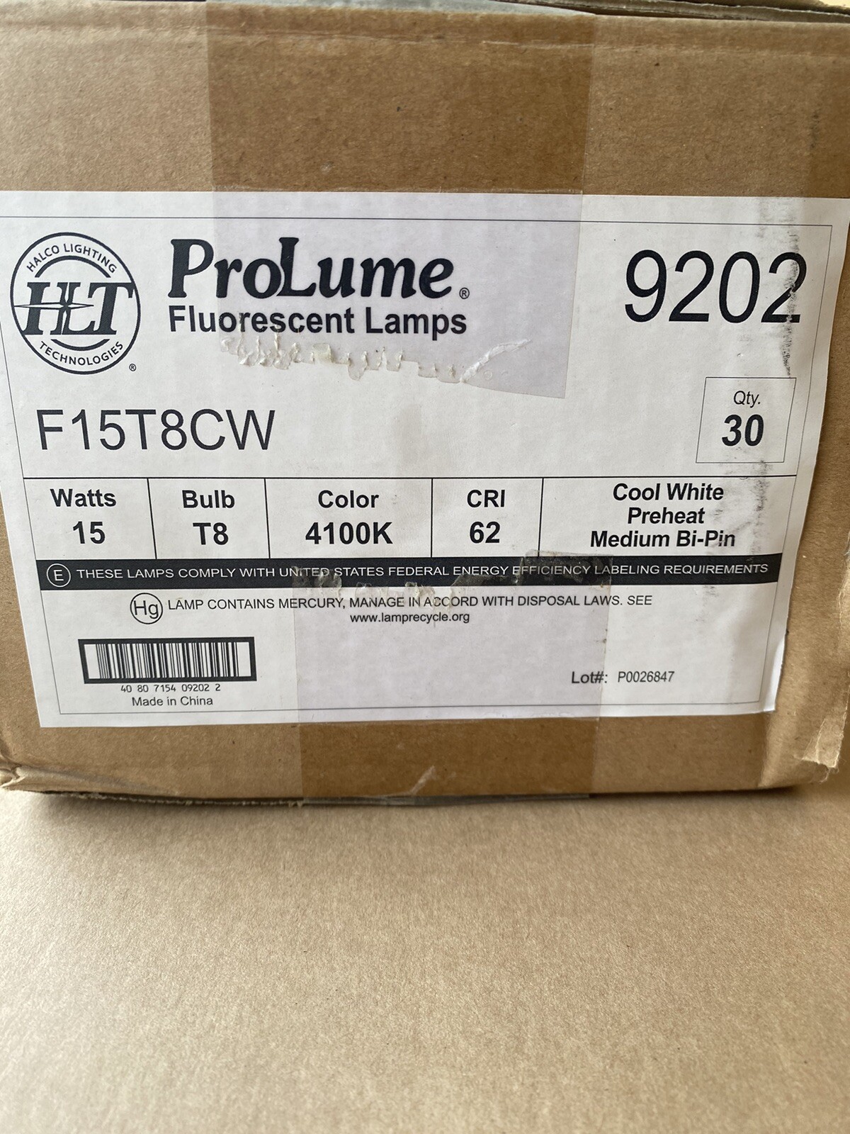 Box of 30 ProLume F15T8/CW 15W 4200K 18" T8 Linear Fluorescent Tube Light Bulb