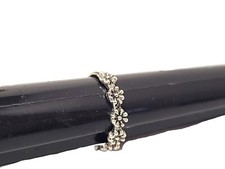 Silver Tone sz 5 Floral Flower Band Engraved Design Statement Band Boho Ring