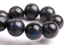 9-10MM Black Labradorite Bracelet Grade A Genuine Natural Round Beads 7"