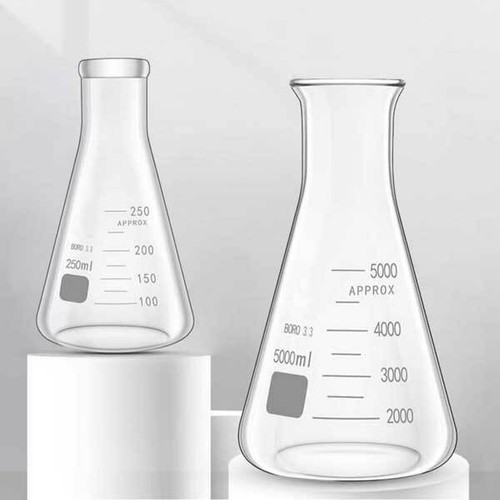 50ml - 2000ml Transparent Erlenmeyer Conical Flask Lab Chemistry Glassware CA - Picture 3 of 15