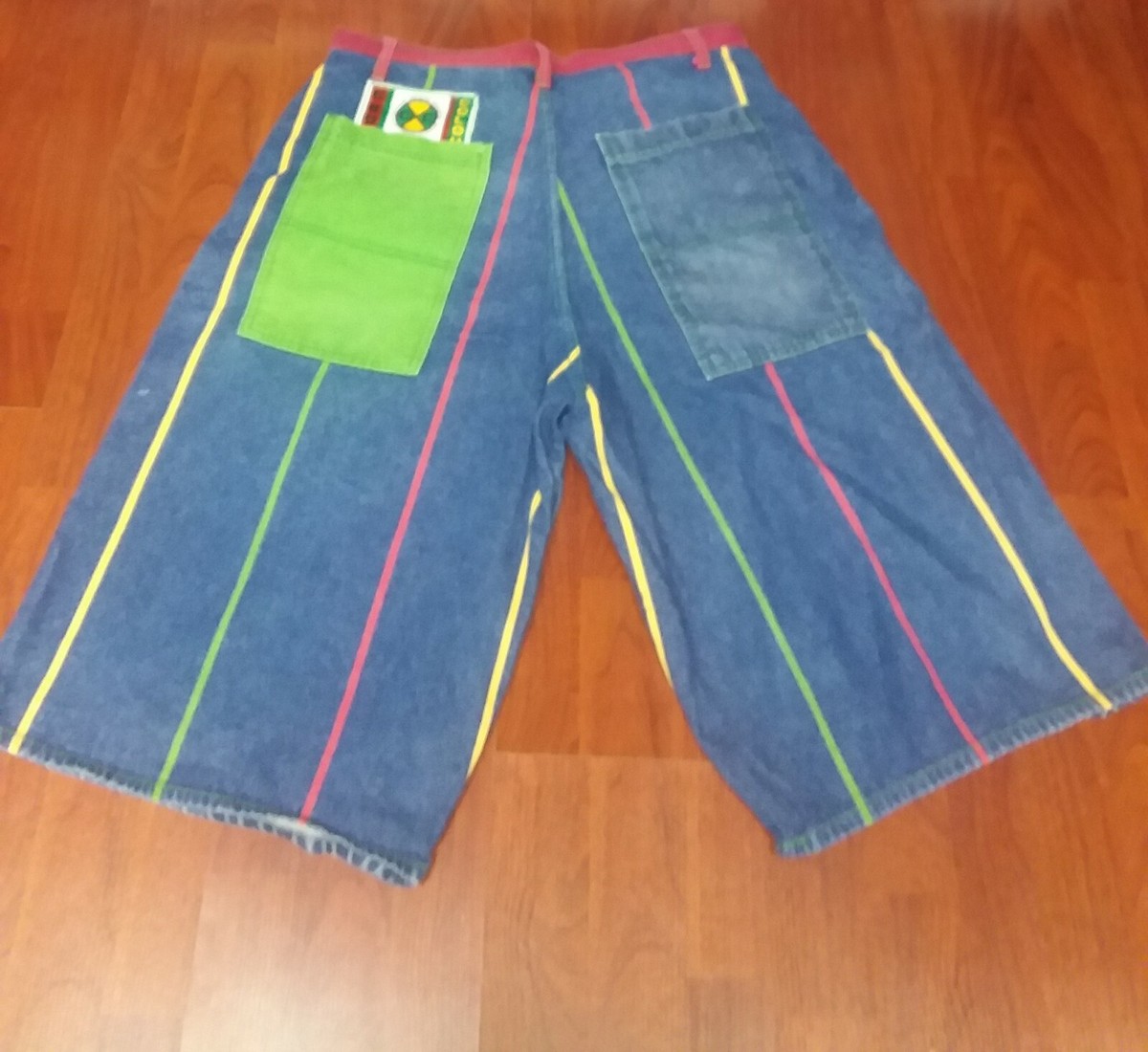 Vintage 90s Cross Colours Jean Shorts Multi Color Denim Hip Hop Sz