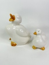 Vintage White Ceramic Ducks Figurines, Set Of 2