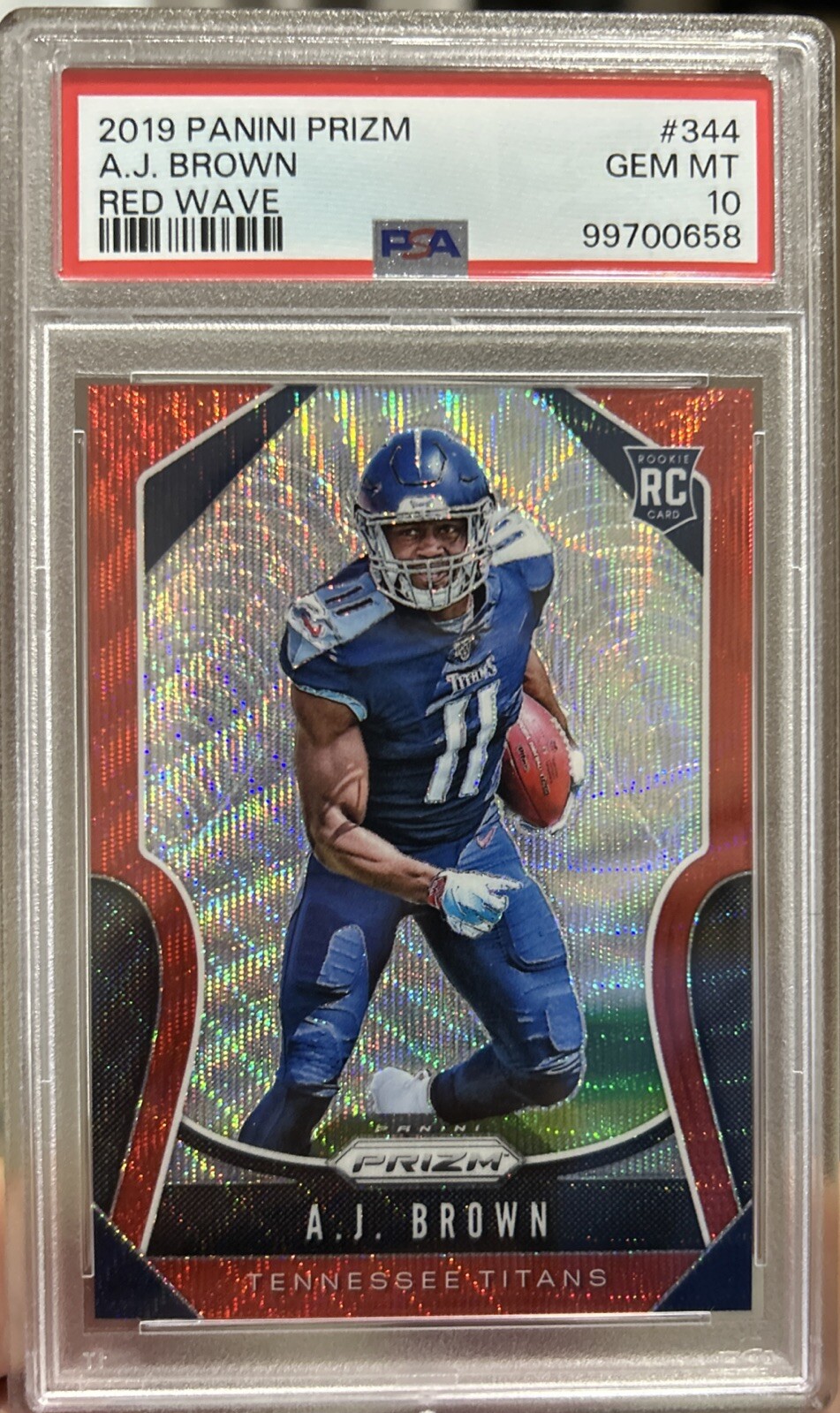 2019 Panini Prizm A.J. Brown #344 Red Wave RC /149 PSA 10