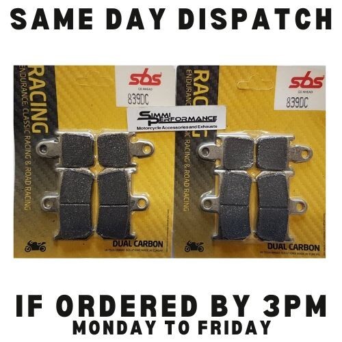 SBS Dual Carbon Front Brake Pads Yamaha YZF 1000 R1 2007 2008 - 2012 2013 2014