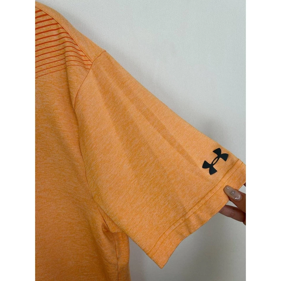 Camisa polo masculina listrada laranja manga curta Heatgear Under Armour tamanho grande - Imagem 4 de 4
