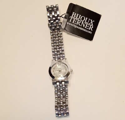 Watch Bijoux Terner Women new with tags NEW BATTERY silver tone round face #DJD
