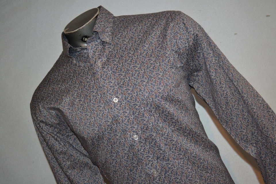 34408 Camisa de Vestir Daniel Cremieux Azul Diseño Floral Algodón Talla Grande Para Hombre Foto 2 de 4