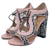 Salvatore Ferragamo 'Edith Twist' Woven Leather Cutout Heels 6.5 NIB 1190 Shoes