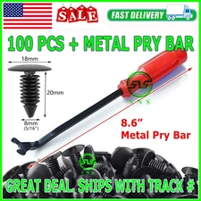 101 8mm Bumper Clip Car Hole Plastic Rivets Fastener Fender Push Pin PRY BAR RED