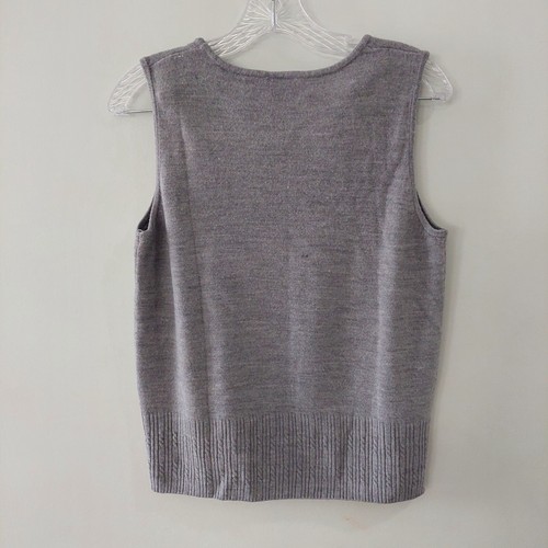Maglione smanicato Kim Rogers Signature Cashmalon vintage grigio medio collo a scoop - Foto 4 di 7