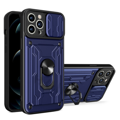 Case For iPhone 16 15 Pro Max 14 13 12  Camera Cover Card Slot Shockproof Stand