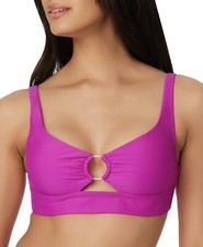 MSRP 44 Bar Iii Banded Ring Bikini Top Hot Pink Size Large NWT