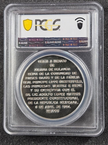 🌟 1964 Mexico SILVER Medal GROVE 879a Juliana Holanda PCGS SP62 Rare TOP POP 1 - Picture 2 of 3