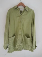 Vintage Womens Oversized Comfy Linen Chore Outdoor Jacket Patch Pockets Size 4