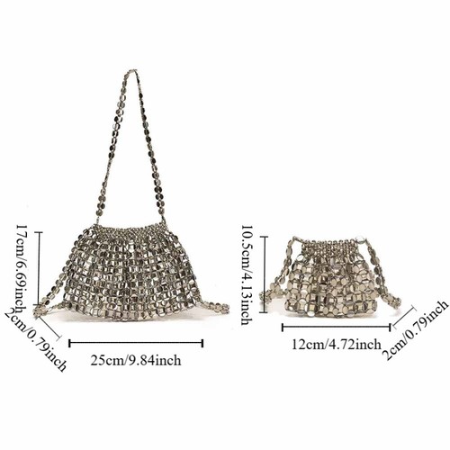 Temperament Glitter Shoulder Bag Mini Silver Shiny Bag Women - Picture 2 of 14