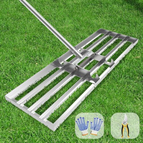 Lawn Leveling Rake 30x10 inch Lawn Leveler Tool with Stainless Steel Handle Rake