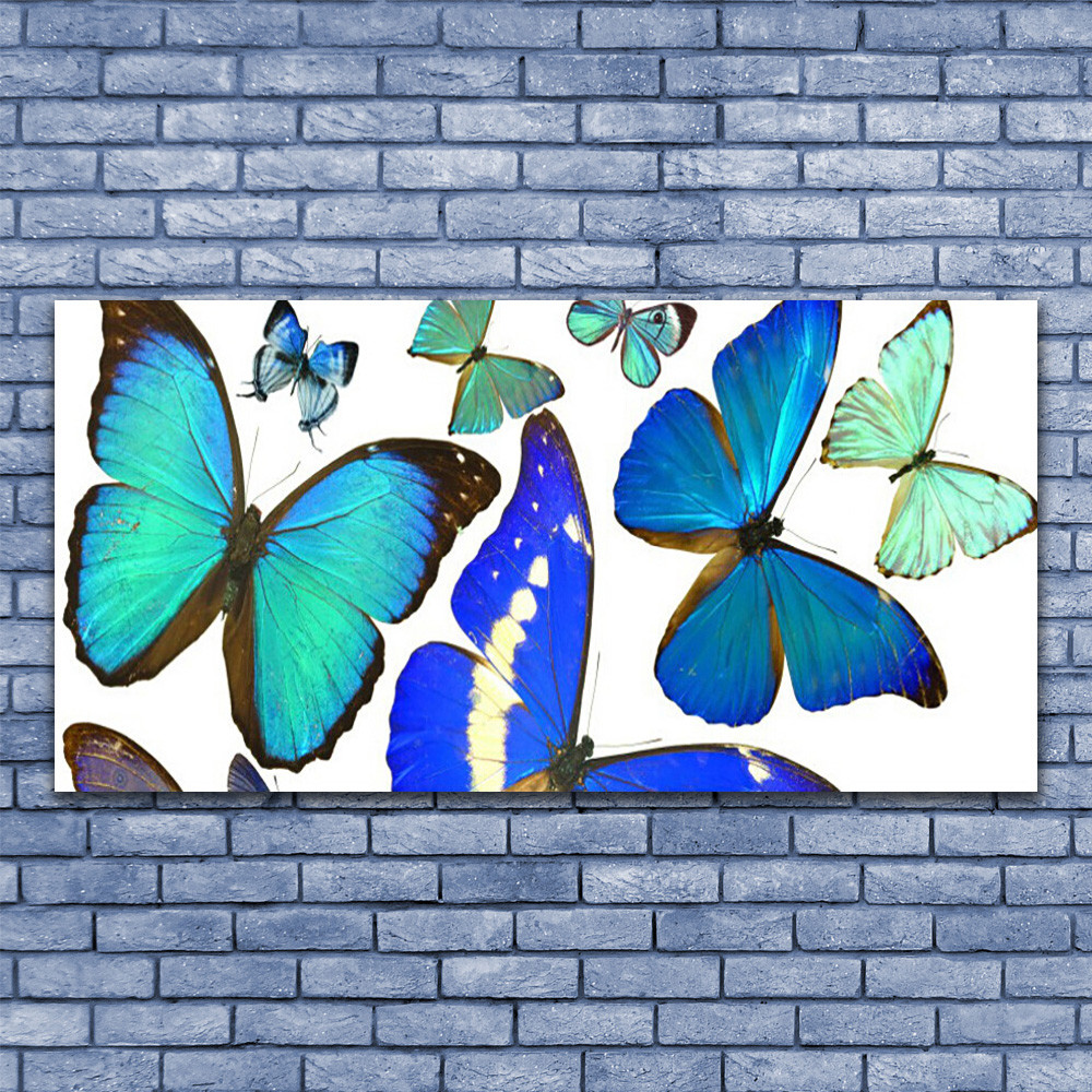 Photo sur toile nature et papillon format panoramique 140x70 cm en coton pour salon