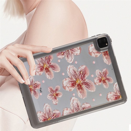 For iPad 9th 8th 7th 6th 5th Gen Pro 11 Air Case Slim Acrylic Clear Flower Cover - Picture 43 of 63