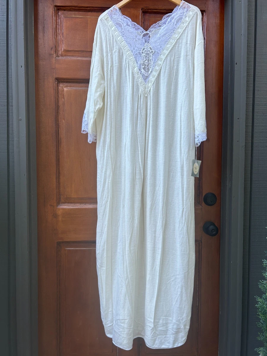 Vintage CHRISTIAN DIOR Ivory Nightgown Lace Victorian Granny Gown