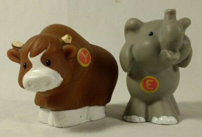Lot 2 Fisher Price Little People A to Z Learning Zoo Alphabet E Elephant Y Yak