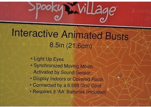 Halloween Interactive Animated BUSTS 8.5” Eyes Light Up TALK Mouth Moves SENSOR - Picture 12 of 12