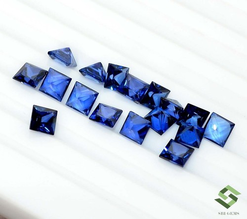 4x4 mm Natural Blue Sapphire Square Princess Lot 17 Pcs 7.06 CTS Loose Gemstones - Picture 3 of 9